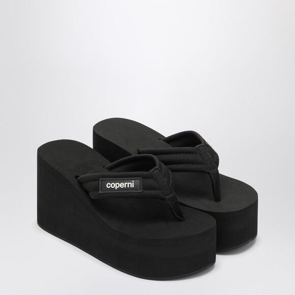 Coperni Shoes - Coperni Black Wedge Sandal With Logo Women